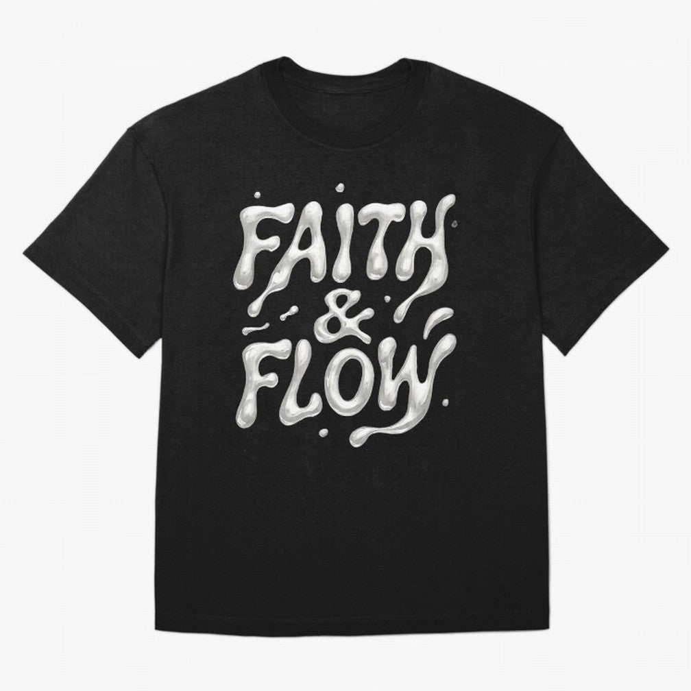 FAITH & FLOW - Liquid Chrome Typography - Urban Christian Oversized T-Shirt Capture Stadium Memories from FIFA World Cup 2026 USA Canada Mexico Spirit, Capturing Germany, Messi and Cristiano Ronaldo, Soccer Culture, Superstar Moments, National Team