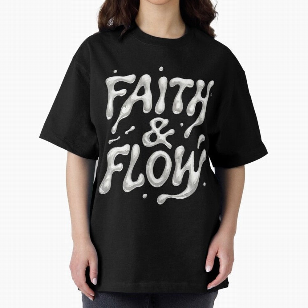 FAITH & FLOW - Liquid Chrome Typography - Urban Christian Oversized T-Shirt Capture Stadium Memories from FIFA World Cup 2026 USA Canada Mexico Spirit, Capturing Germany, Messi and Cristiano Ronaldo, Soccer Culture, Superstar Moments, National Team