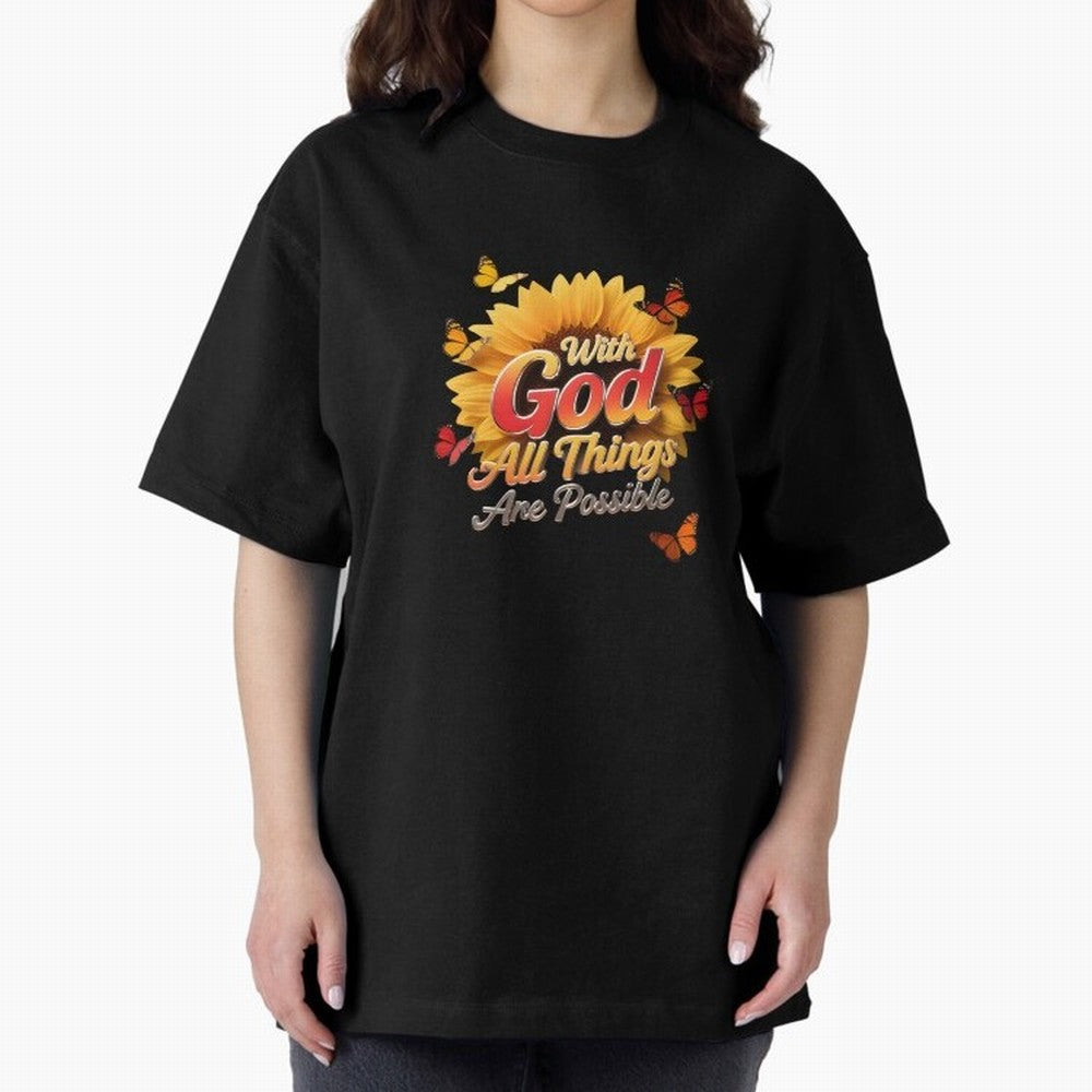 With God all things Are possible T shirt Oversized T-Shirt Remember Global Football Passion for FIFA World Cup 2026, Built around CR7 and Messi, England and Germany, Worldwide Fan Energy, Dramatic Goals, Stadium Lights and Championship