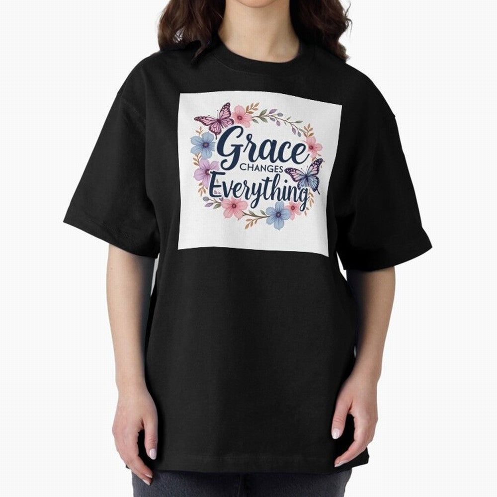 Grace Of God Changes Everything Oversized T-Shirt Show Passion for the Stars of Match Day Hype around FIFA World Cup 2026, Cristiano Ronaldo, Haaland and CR7, Germany, Worldwide Fan Energy, Dramatic Goals, Stadium Lights and Championship