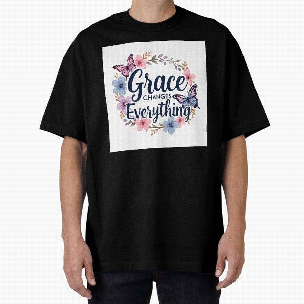 Grace Changes Everything T Shirt Oversized T-Shirt Celebrate the Biggest Stage of Match Day Hype around FIFA World Cup 2026 Group Stage, Haaland and Mbappe, Portugal, Spain and Germany, Sports Nostalgia, International Competition, Famous Players