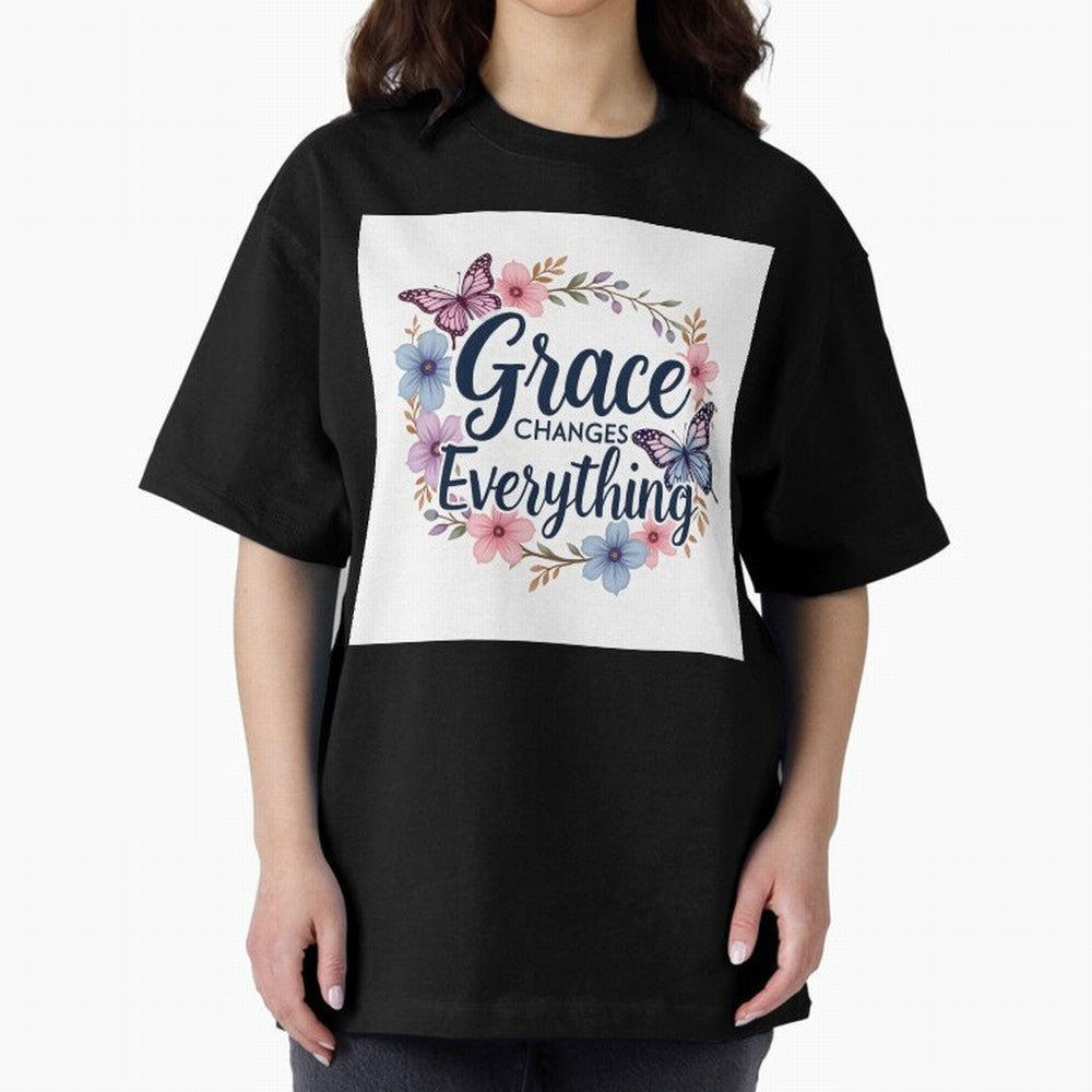 Grace Changes Everything T Shirt Oversized T-Shirt Celebrate the Biggest Stage of Match Day Hype around FIFA World Cup 2026 Group Stage, Haaland and Mbappe, Portugal, Spain and Germany, Sports Nostalgia, International Competition, Famous Players