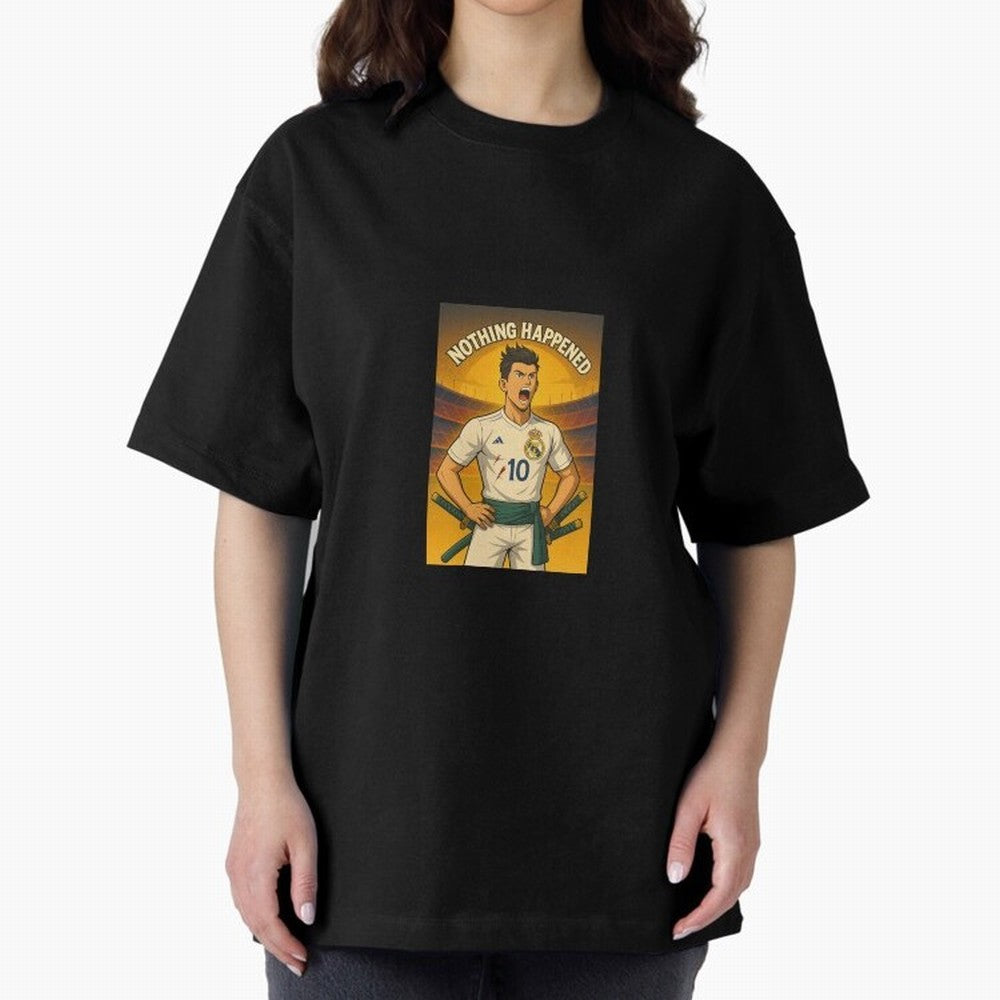 Cristiano Zoro Nothing Happened Oversized T-Shirt Celebrate the Biggest Stage of Match Day Hype around FIFA World Cup 2026 Group Stage, Haaland and Mbappe, Portugal, Spain and Germany, Sports Nostalgia, International Competition, Famous Players and