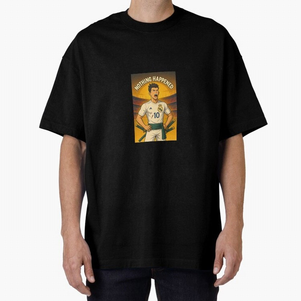 Cristiano Zoro Nothing Happened Oversized T-Shirt Celebrate the Biggest Stage of Match Day Hype around FIFA World Cup 2026 Group Stage, Haaland and Mbappe, Portugal, Spain and Germany, Sports Nostalgia, International Competition, Famous Players and