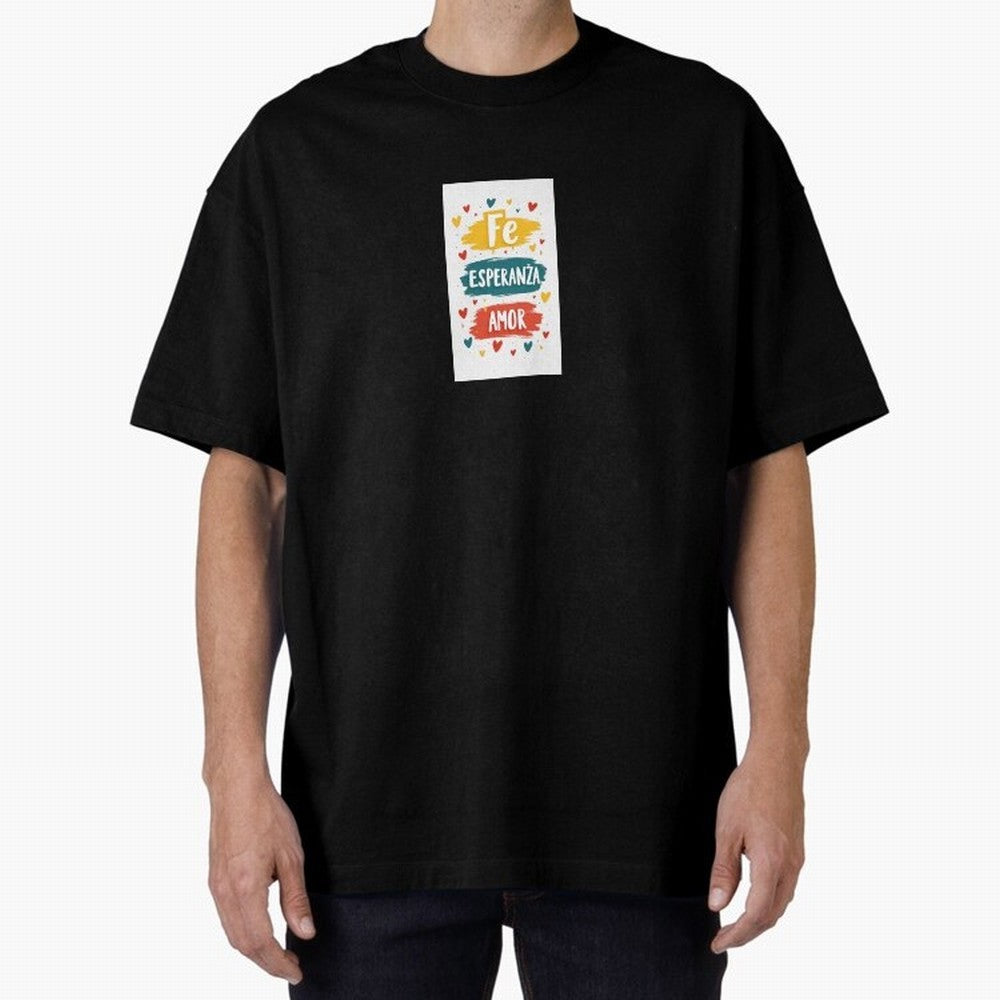 Fe Esperanza Amor Oversized T-Shirt Bring Stadium Energy to Match Day Hype around FIFA World Cup 2026 USA Canada Mexico, CR7 and Messi, Brazil, Portugal and Argentina, Worldwide Fan Energy, Dramatic Goals, Stadium Lights and Championship