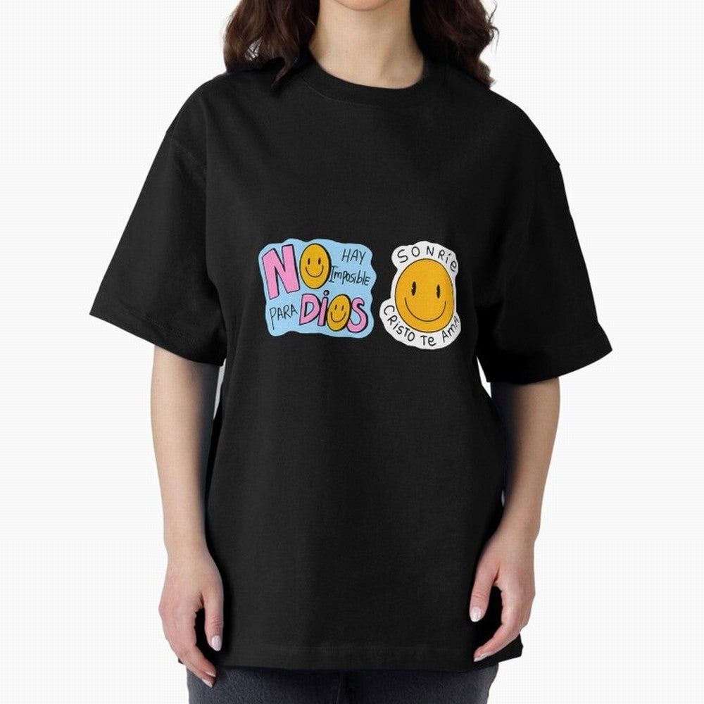 No Hay Imposibles Para Dios Sonrie Cristo Te Ama Oversized T-Shirt Represent the Passion of FIFA World Cup 2026 Group Stage Featuring Mbappe and Neymar, Portugal Energy, Retro Football Energy, Iconic Rivalries, Trophy Chase Drama and Stadium