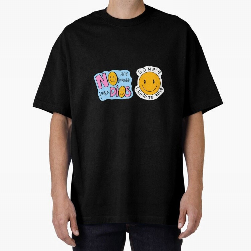 No Hay Imposibles Para Dios Sonrie Cristo Te Ama Oversized T-Shirt Represent the Passion of FIFA World Cup 2026 Group Stage Featuring Mbappe and Neymar, Portugal Energy, Retro Football Energy, Iconic Rivalries, Trophy Chase Drama and Stadium