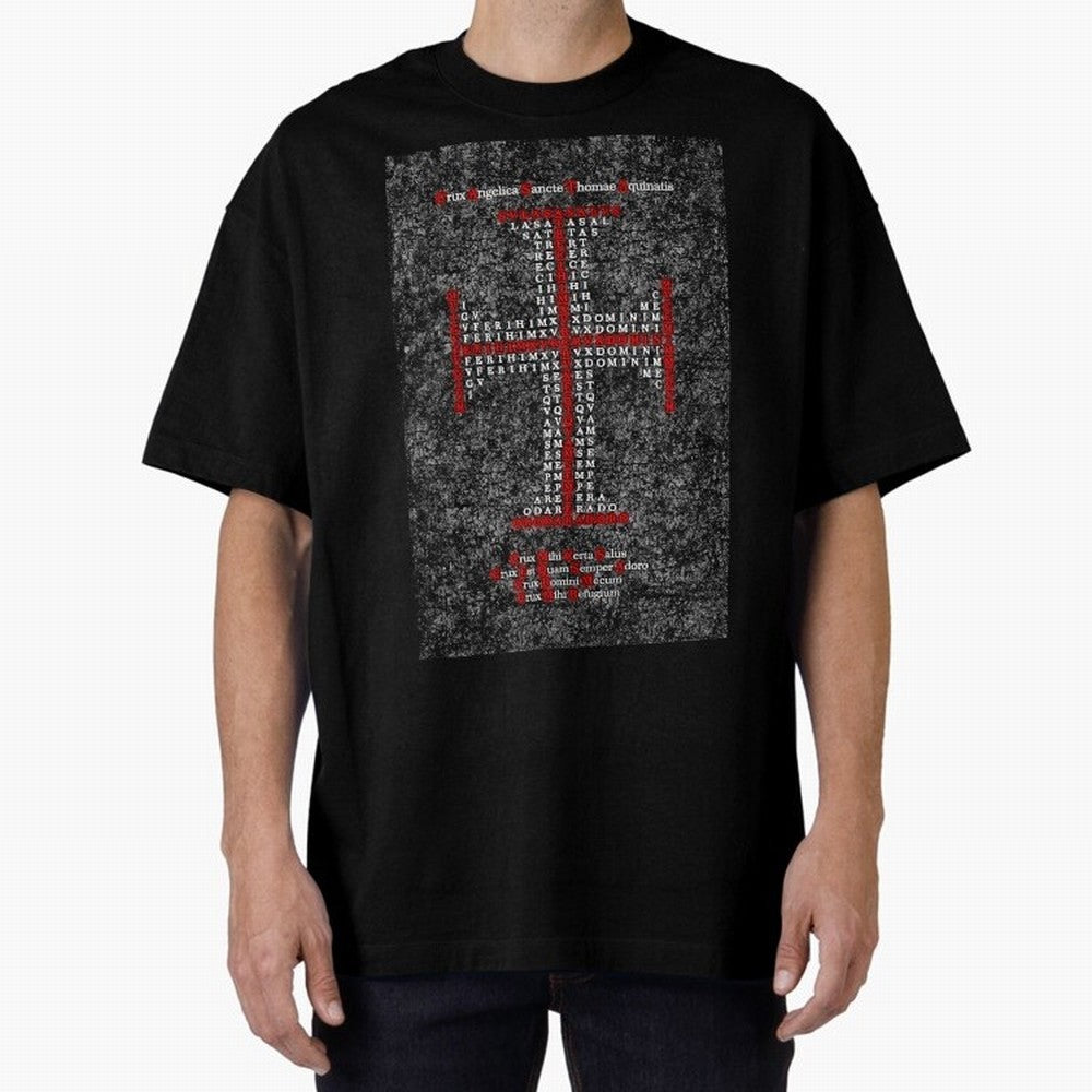 Cruz Ang¨¦lica de Santo Tom¨¢s de Aquino Relieve Oversized T-Shirt Feel the Roar of FIFA World Cup 2026 Spirit, Celebrating Spain and Netherlands, Mbappe, Football Passion, Legendary Performances, Festival Vibes and Supporter Community; Made for