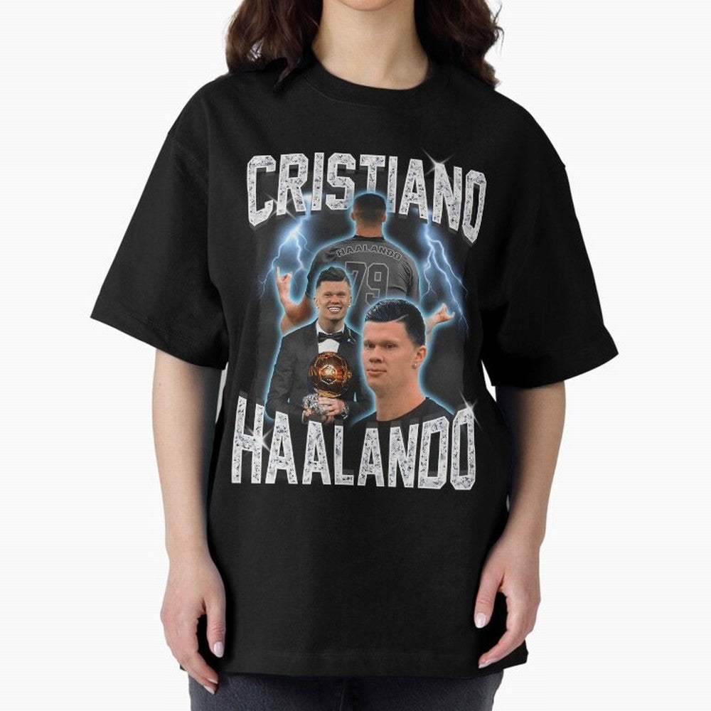 Cristiano Haalando Lightning Poster For Football Fans and Gift For Sports Lovers Oversized T-Shirt Feel the Roar of Global Football Passion for FIFA World Cup 2026, Celebrating Neymar, Haaland and Cristiano Ronaldo, Germany, Global Supporter