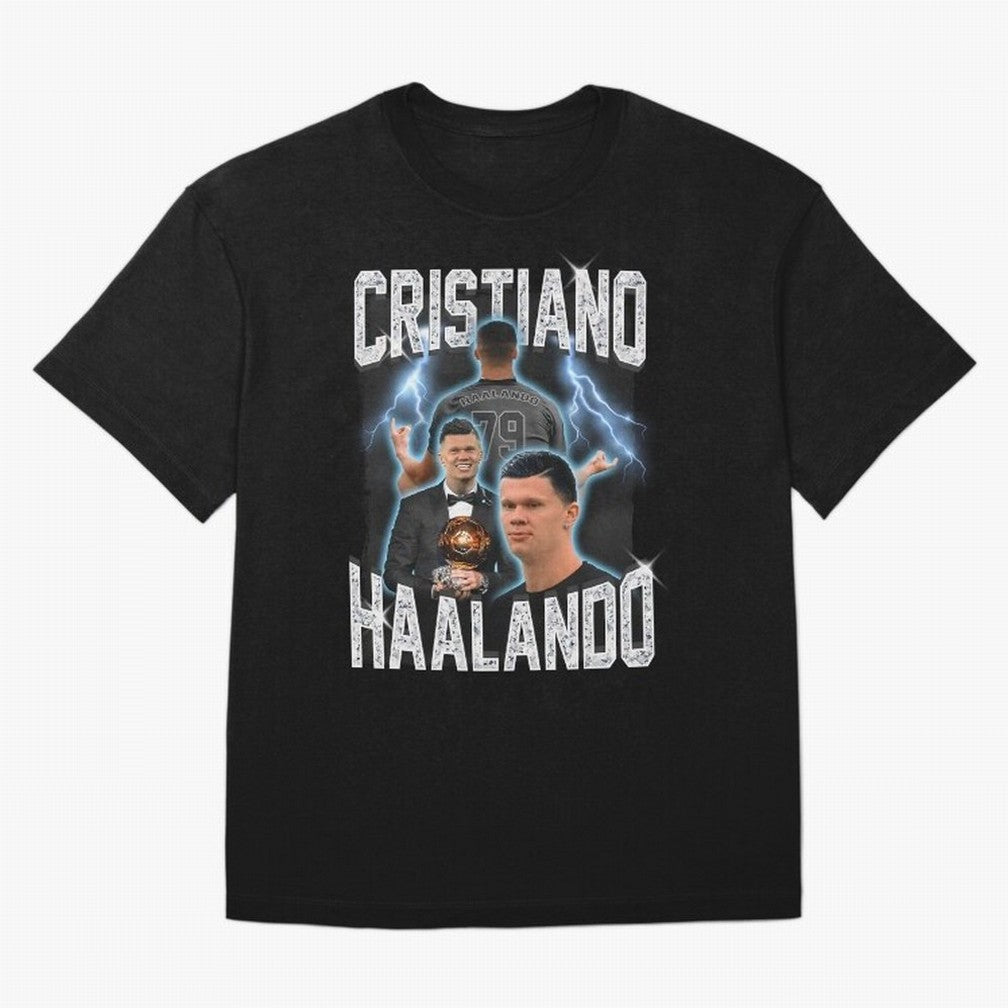 Cristiano Haalando Lightning Poster For Football Fans and Gift For Sports Lovers Oversized T-Shirt Feel the Roar of Global Football Passion for FIFA World Cup 2026, Celebrating Neymar, Haaland and Cristiano Ronaldo, Germany, Global Supporter