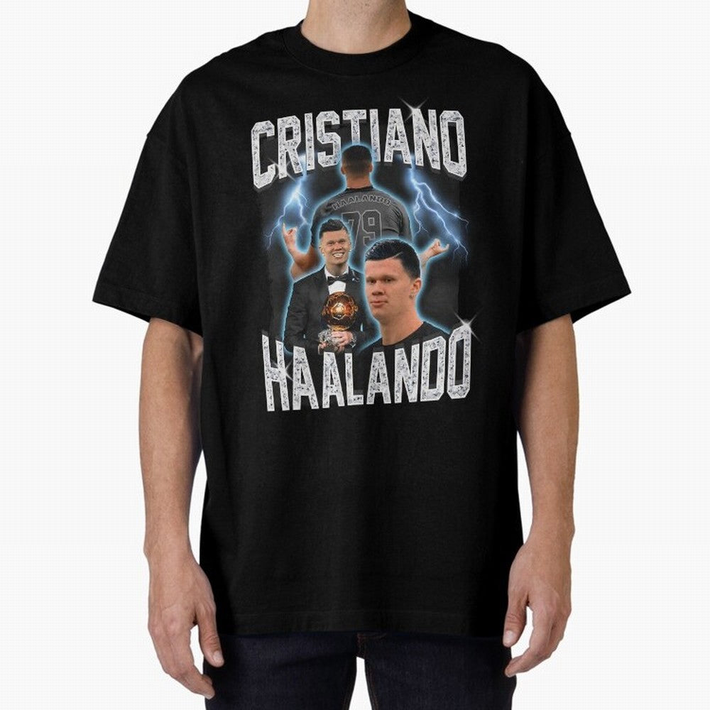 Cristiano Haalando Lightning Poster For Football Fans and Gift For Sports Lovers Oversized T-Shirt Feel the Roar of Global Football Passion for FIFA World Cup 2026, Celebrating Neymar, Haaland and Cristiano Ronaldo, Germany, Global Supporter