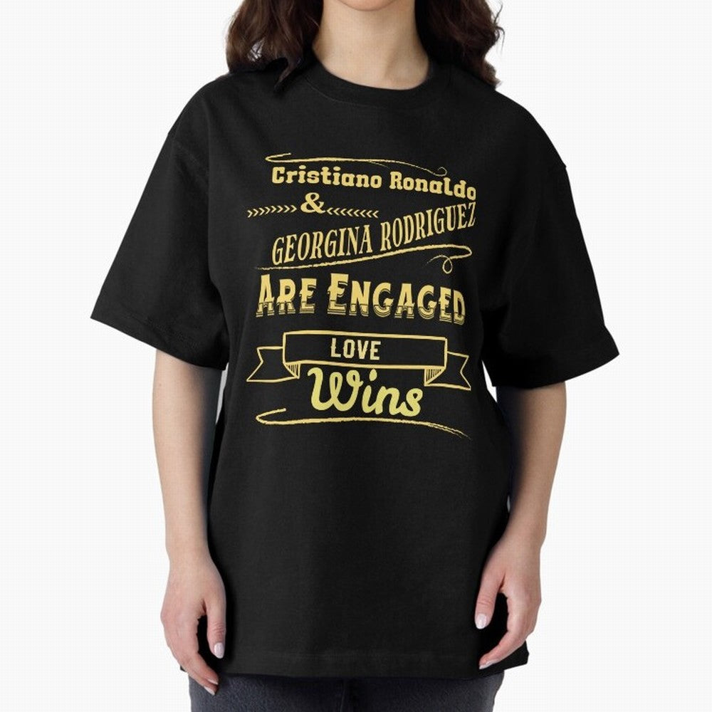 Cristiano & Georgina Engagement ¨C True Love Story Oversized T-Shirt Honor Champions and Dreams in FIFA World Cup 2026 Group Stage Connected to Mbappe and Neymar, Brazil, Portugal and Argentina Energy, Football Passion, Legendary Performances,