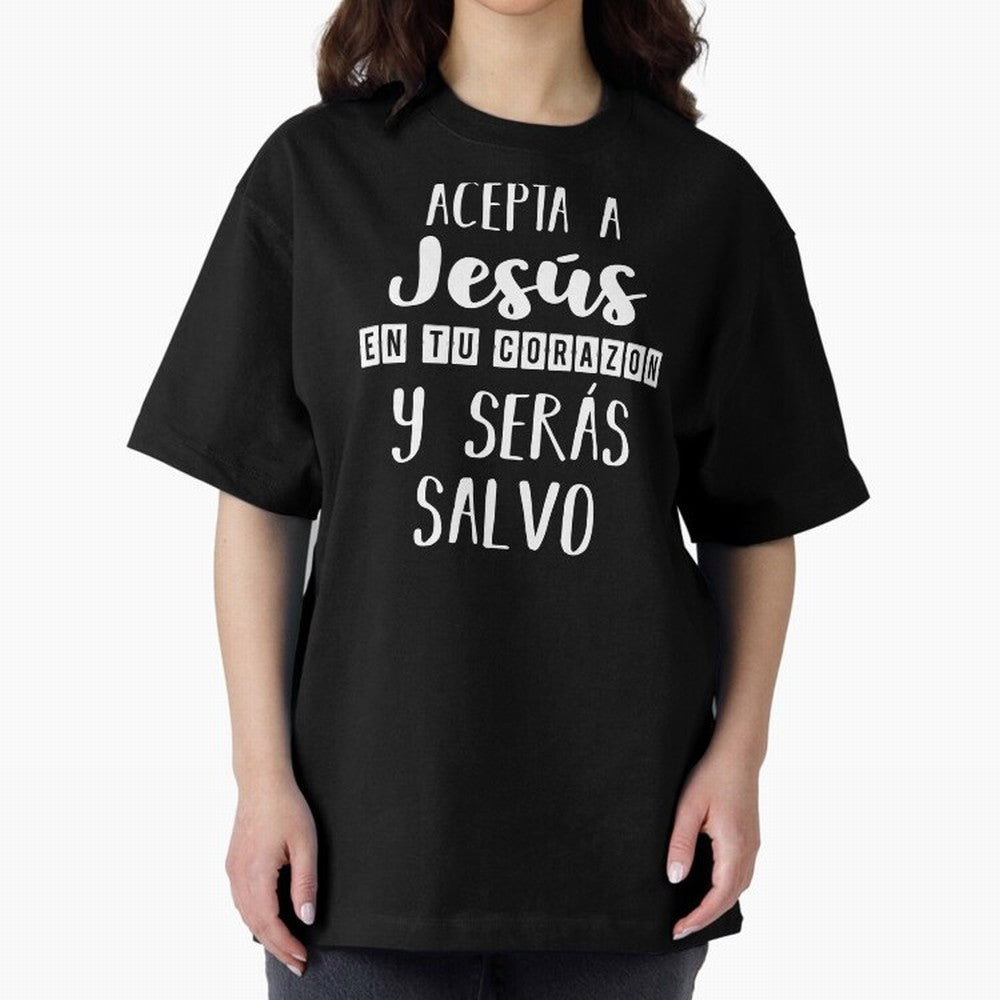 Acepta a Jes¨²s en tu Corazon Mensaje Cristianos Dios Spanish Oversized T-Shirt Keep the Legacy of FIFA World Cup 2026 for Fans of Messi, CR7 and Mbappe and Brazil, Bringing Fan Favorite Moments, National Team Passion, Big Match Drama and Soccer