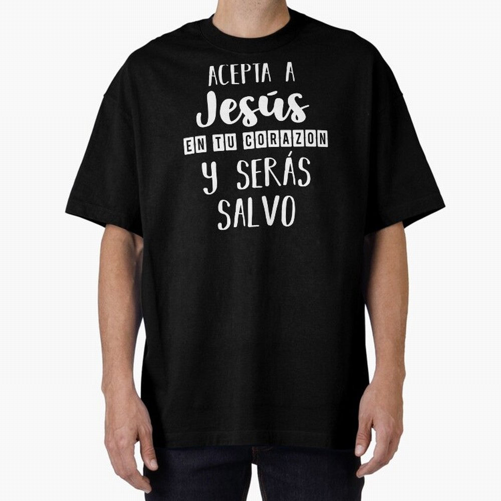 Acepta a Jes¨²s en tu Corazon Mensaje Cristianos Dios Spanish Oversized T-Shirt Keep the Legacy of FIFA World Cup 2026 for Fans of Messi, CR7 and Mbappe and Brazil, Bringing Fan Favorite Moments, National Team Passion, Big Match Drama and Soccer