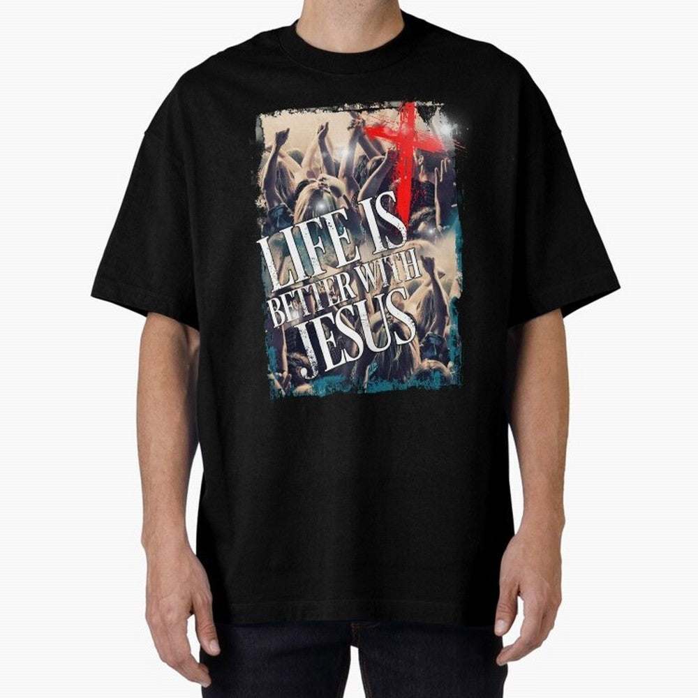 LIfe is Better with Jesus Oversized T-Shirt Carry the FIFA World Cup 2026 Group Stage Journey through Messi Highlights, Portugal, Spain and Germany Pride, Retro Football Energy, Iconic Rivalries, Trophy Chase Drama and Stadium Atmosphere; Created