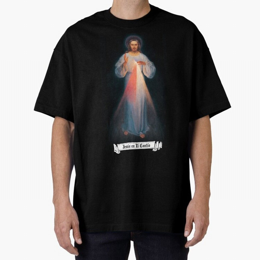 Imagen de la Divina Misericordia, JES¨²S EN T¨ª CONF¨ªO regalos cat¨®licos y cristianos, Oversized T-Shirt Carry the Colors and Pride of the FIFA World Cup 2026 Journey through Mbappe Highlights, Argentina and Brazil Pride, Classic Soccer Heritage,