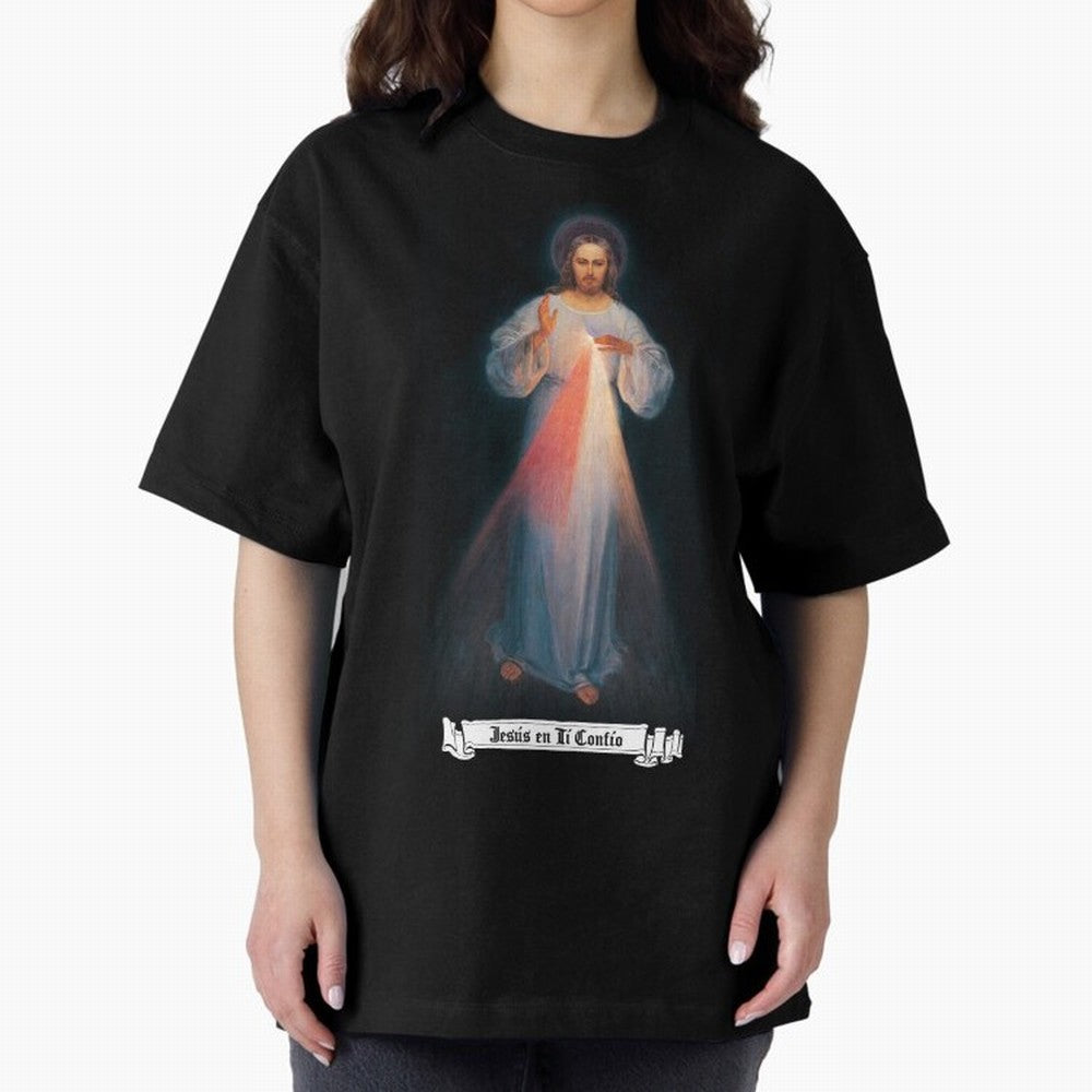 Imagen de la Divina Misericordia, JES¨²S EN T¨ª CONF¨ªO regalos cat¨®licos y cristianos, Oversized T-Shirt Carry the Colors and Pride of the FIFA World Cup 2026 Journey through Mbappe Highlights, Argentina and Brazil Pride, Classic Soccer Heritage,