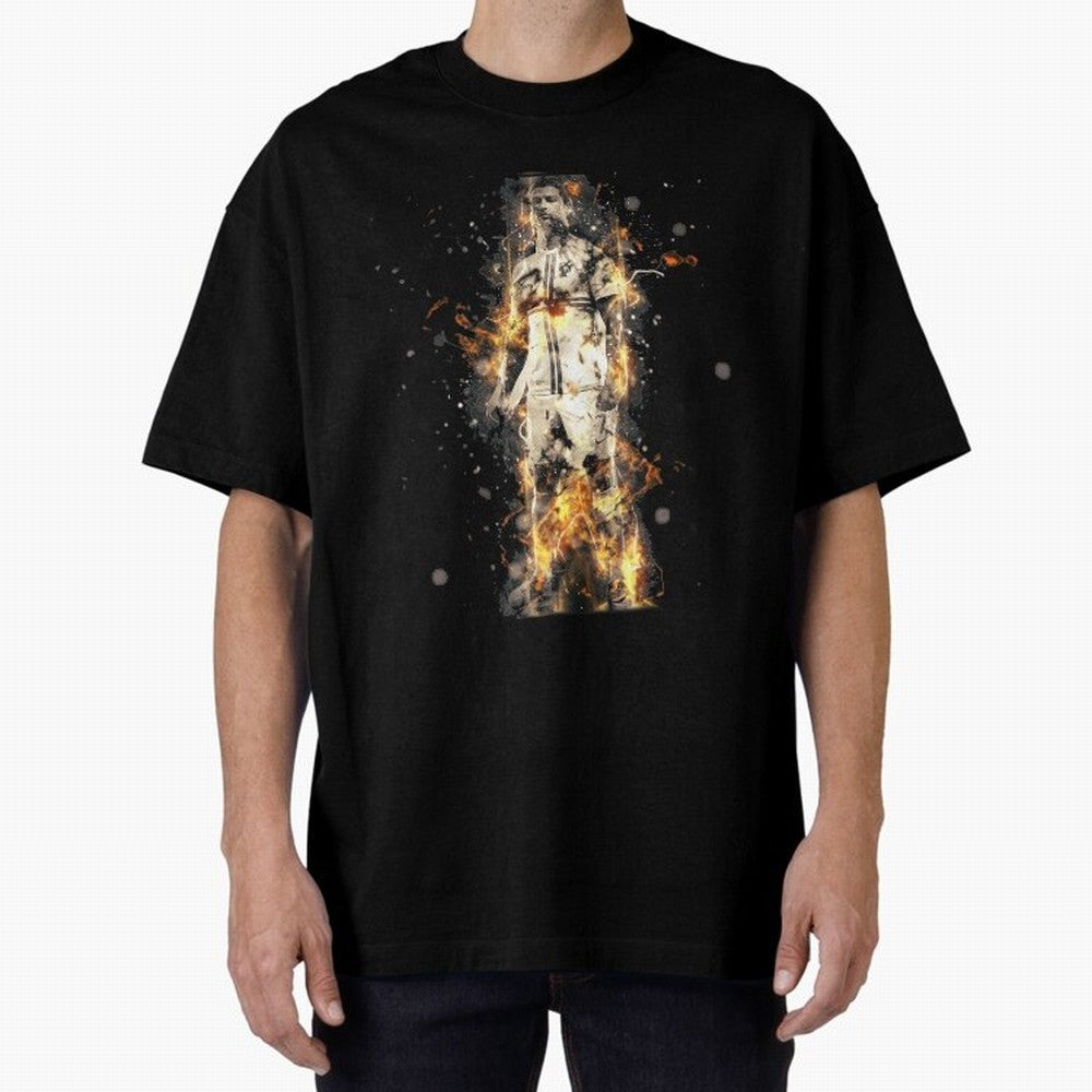 Ronaldo On Fire T Shirt Cristiano Cr7 Soccer S Jersey Men Madrid 7 Portugal Football Real White Kids Tee Mens Black Oversized T-Shirt Upgrade Global Football Passion for FIFA World Cup 2026, Inspired by Cristiano Ronaldo, Haaland and CR7, Portugal,
