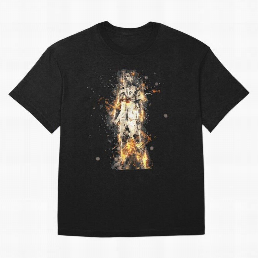 Ronaldo On Fire T Shirt Cristiano Cr7 Soccer S Jersey Men Madrid 7 Portugal Football Real White Kids Tee Mens Black Oversized T-Shirt Upgrade Global Football Passion for FIFA World Cup 2026, Inspired by Cristiano Ronaldo, Haaland and CR7, Portugal,