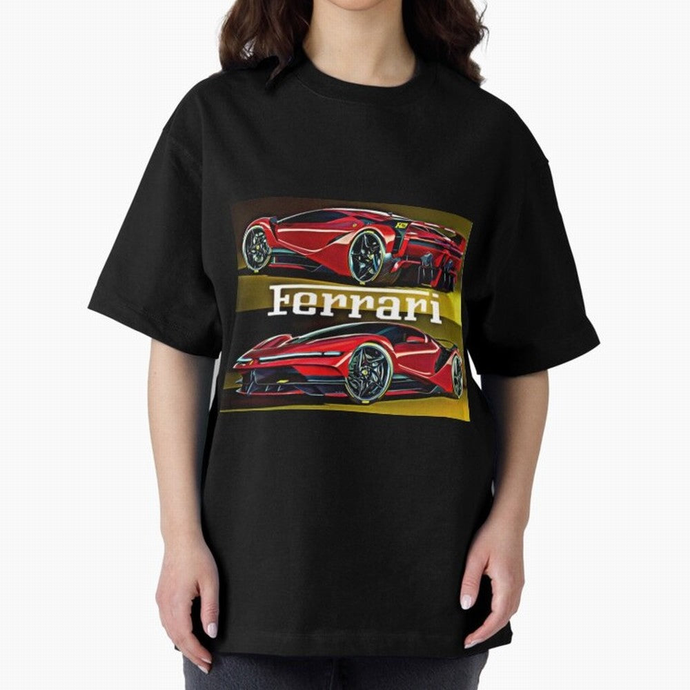 Ferarri F Concept Oversized T-Shirt Celebrate Classic Football Spirit in Match Day Hype around FIFA World Cup 2026 USA Canada Mexico, Mbappe, Brazil, Classic Soccer Heritage, Championship Pressure, Fan Loyalty and International Pride; Perfect for