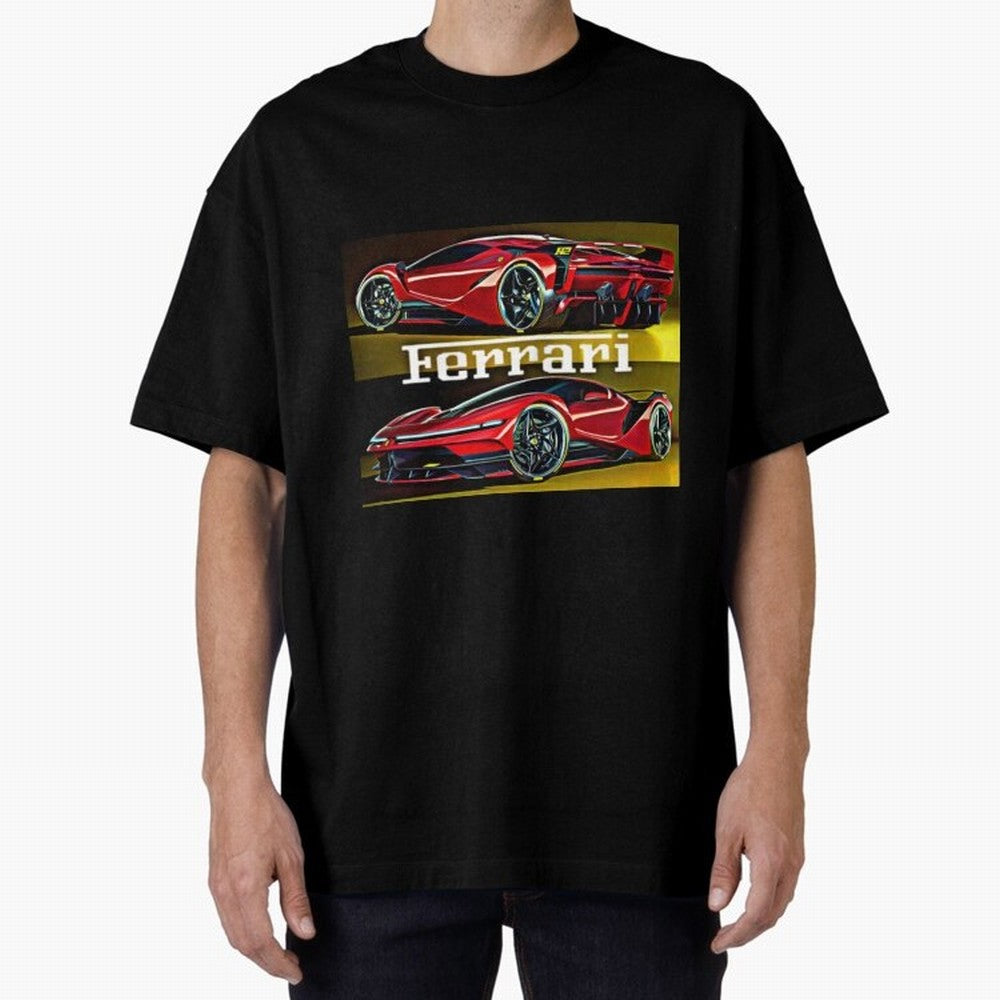 Ferarri F Concept Oversized T-Shirt Celebrate Classic Football Spirit in Match Day Hype around FIFA World Cup 2026 USA Canada Mexico, Mbappe, Brazil, Classic Soccer Heritage, Championship Pressure, Fan Loyalty and International Pride; Perfect for