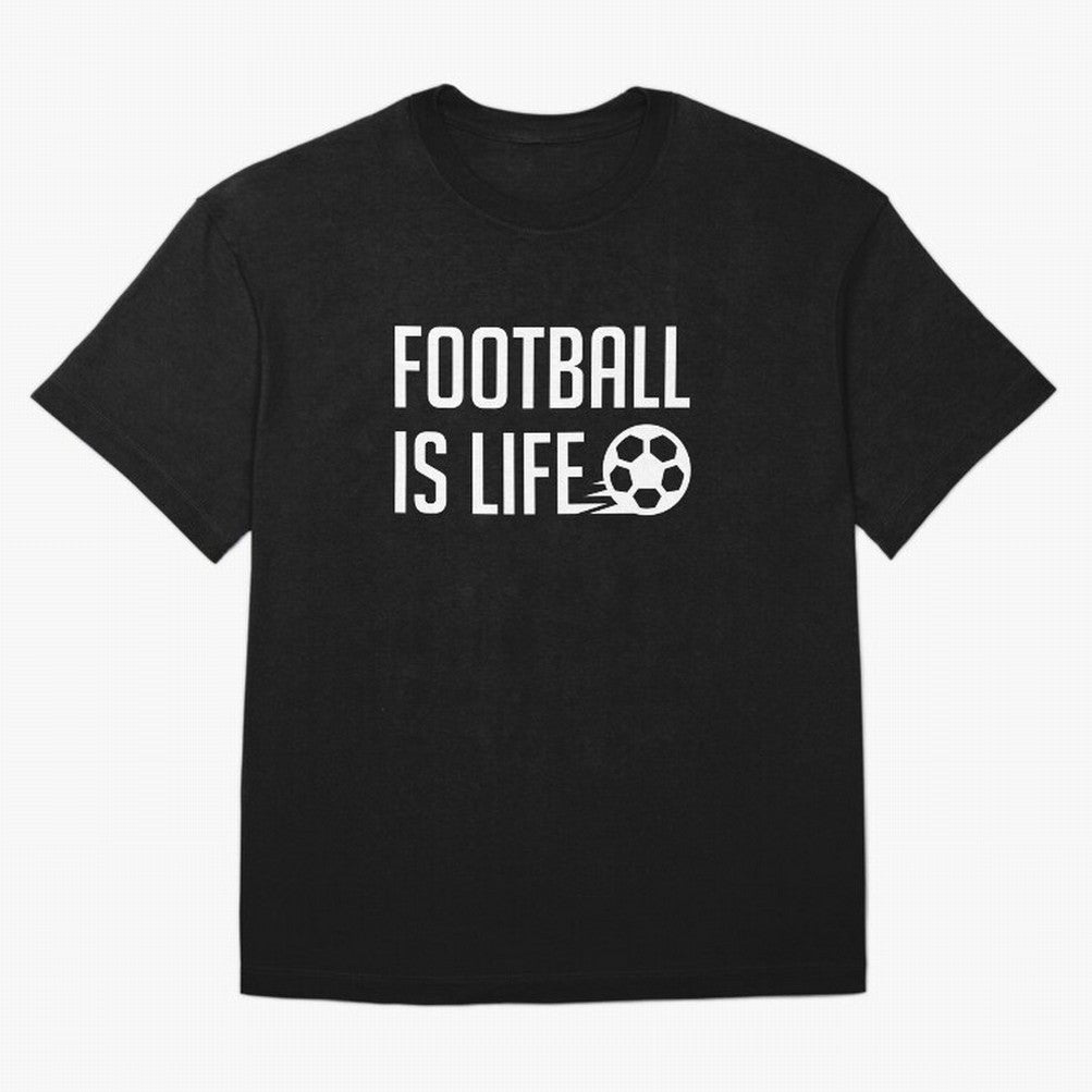 Football Is Life (Red BG) Oversized T-Shirt Treasure FIFA World Cup 2026 USA Canada Mexico Spirit, Featuring France and Portugal, CR7, Stadium Chants, National Pride, Trophy Dreams and Unforgettable Football Memories; Perfect for Fans, Collectors,
