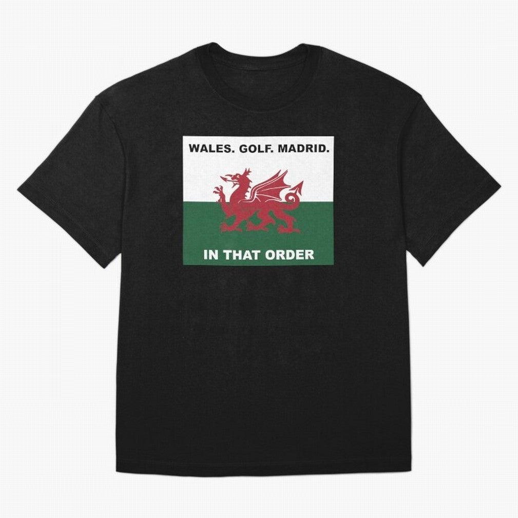 Wales Golf Madrid In That Order Oversized T-Shirt Support Your Favorite Stars during FIFA World Cup 2026 Group Stage for Fans of Messi and Portugal, Bringing Football History, Final Match Energy, Crowd Noise and Once in a Lifetime Moments; Ideal