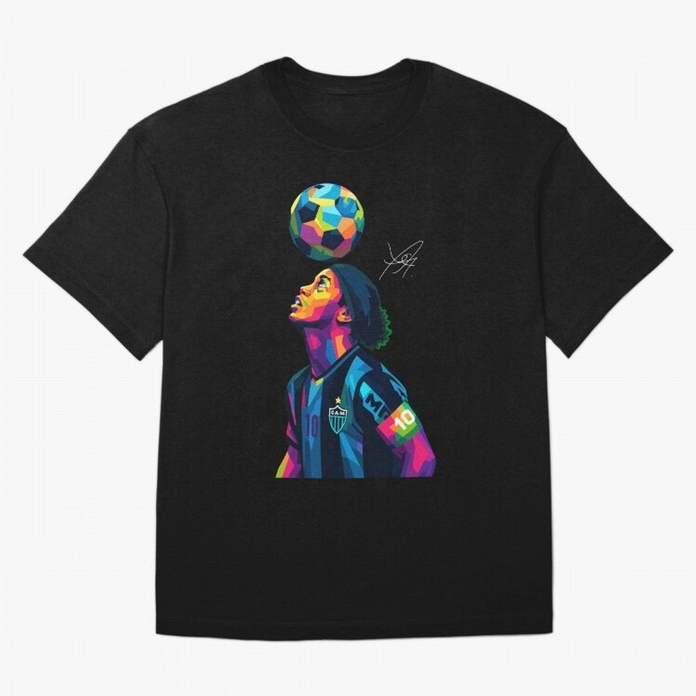 Ronaldinho Wpap Art Oversized T-Shirt Celebrate Golden Goal Energy in FIFA World Cup 2026 Spirit, Celebrating Netherlands, CR7 and Messi, Football History, Final Match Energy, Crowd Noise and Once in a Lifetime Moments; Ideal for Fans Who Follow