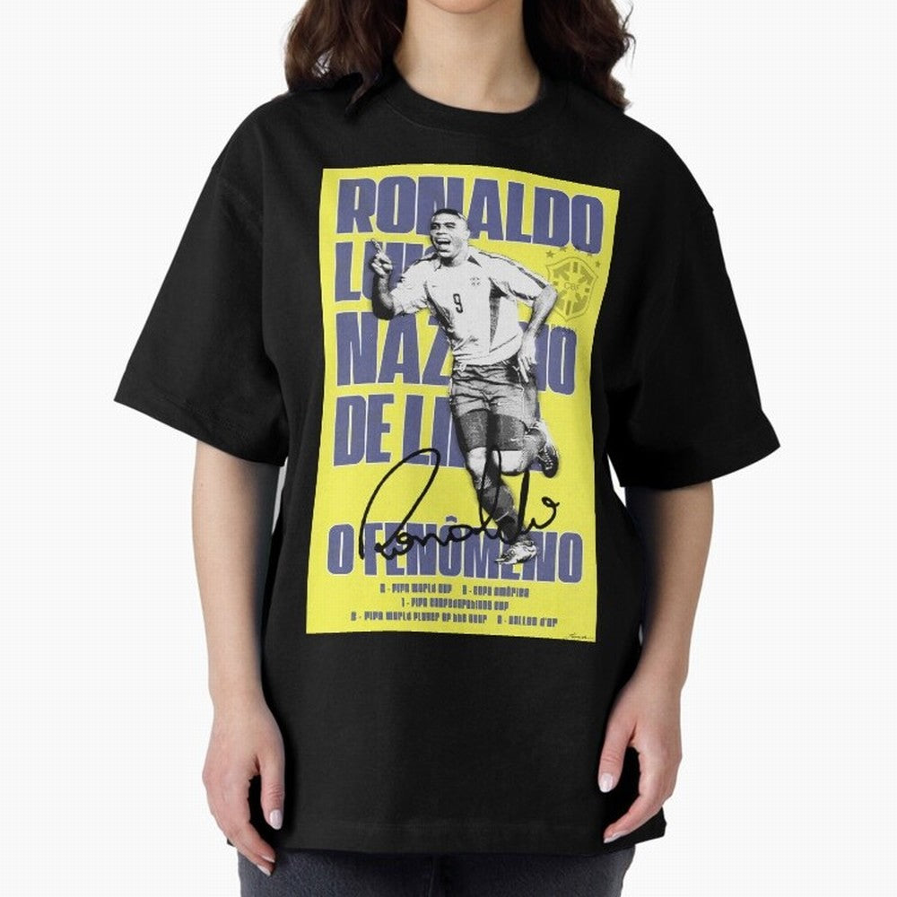 R9 Ronaldo Nazario Poster Oversized T-Shirt Bring Stadium Energy to Global Football Passion for FIFA World Cup 2026, Celebrating CR7 and Messi, Spain and Netherlands, Champion Mindset, Group Stage Buzz, Knockout Tension and Passionate Fan Culture;