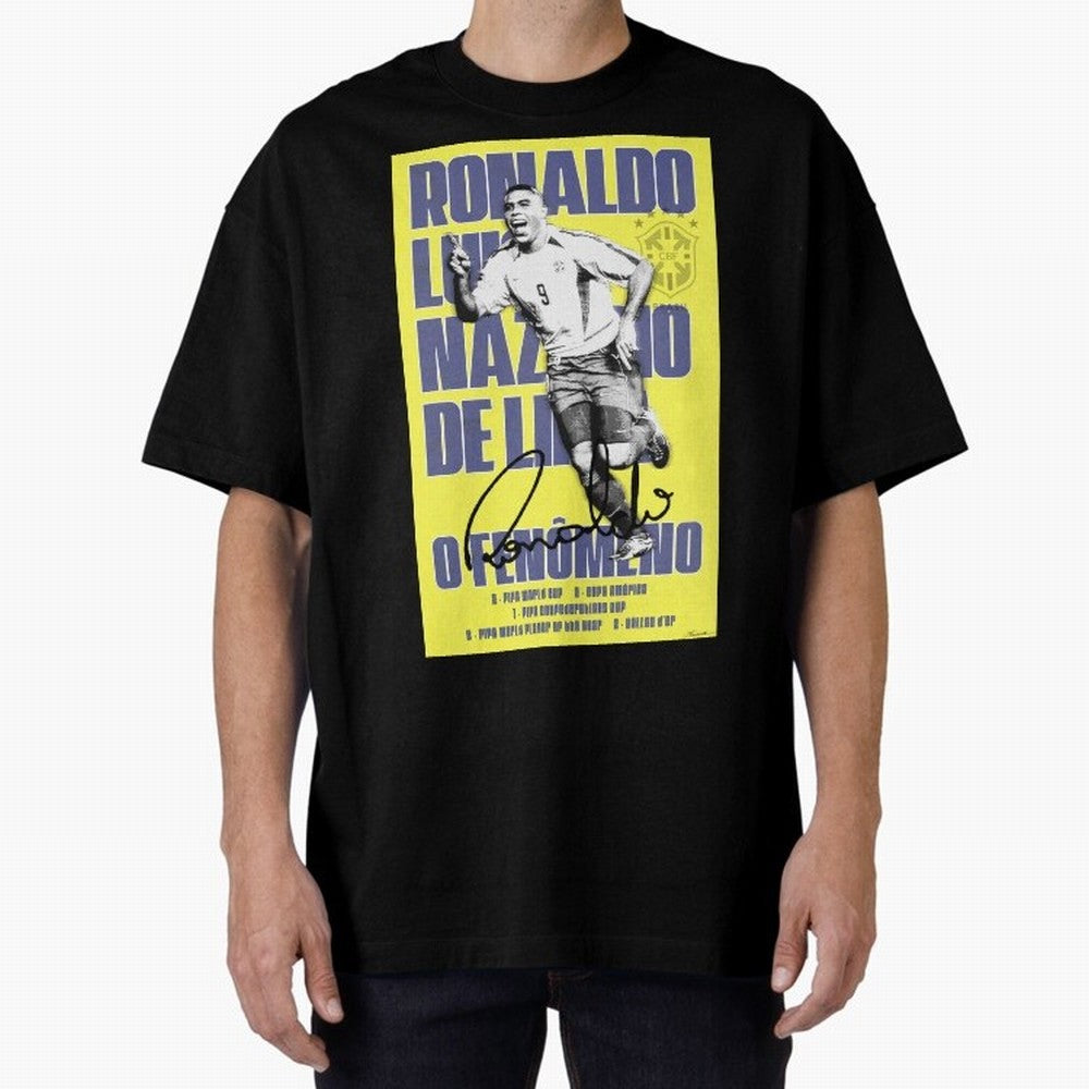 R9 Ronaldo Nazario Poster Oversized T-Shirt Bring Stadium Energy to Global Football Passion for FIFA World Cup 2026, Celebrating CR7 and Messi, Spain and Netherlands, Champion Mindset, Group Stage Buzz, Knockout Tension and Passionate Fan Culture;