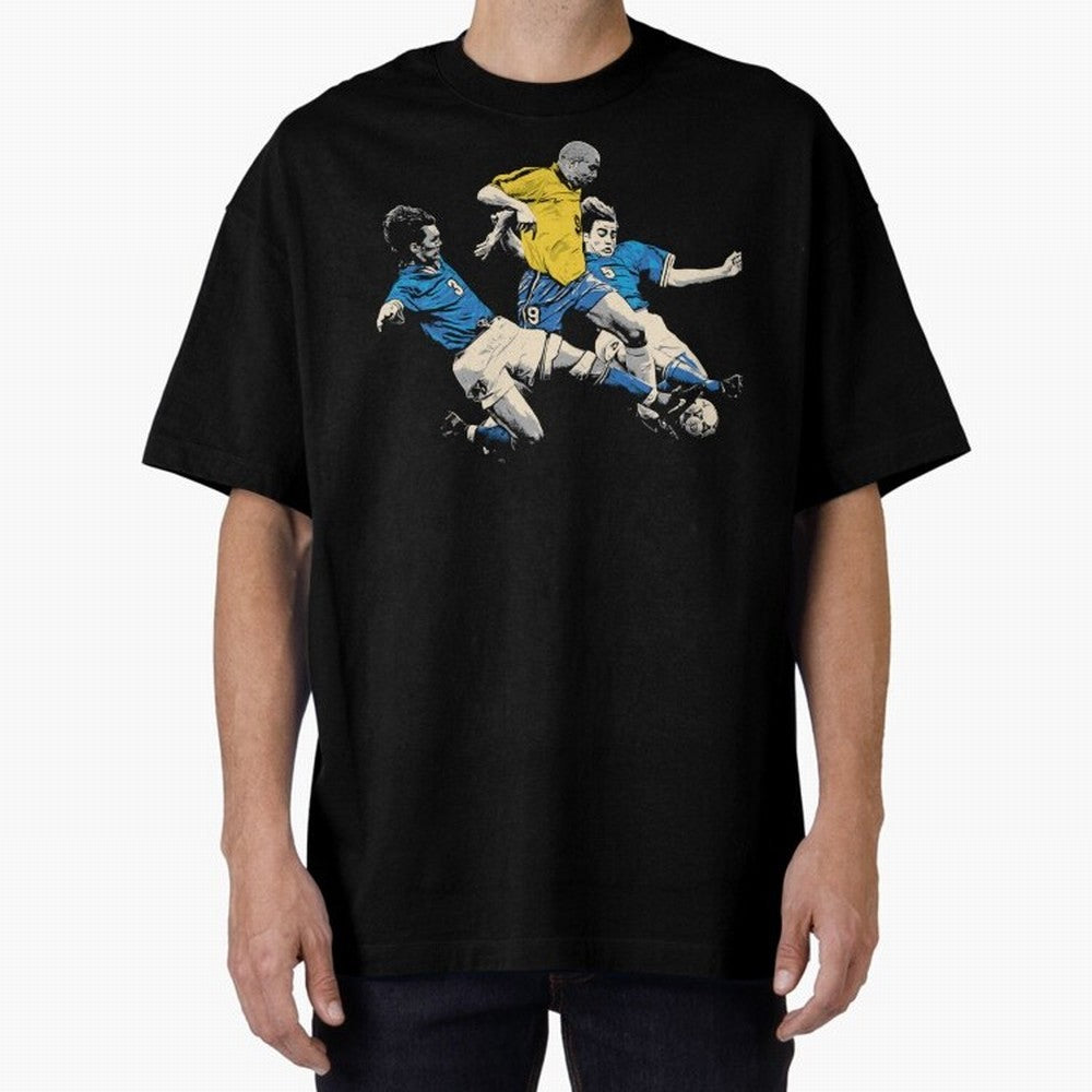 Ronaldo Nazario Oversized T-Shirt Celebrate Unforgettable Nights in FIFA World Cup 2026 Group Stage Spirit, Highlighting England and Germany, Mbappe and Neymar, Retro Football Energy, Iconic Rivalries, Trophy Chase Drama and Stadium Atmosphere;