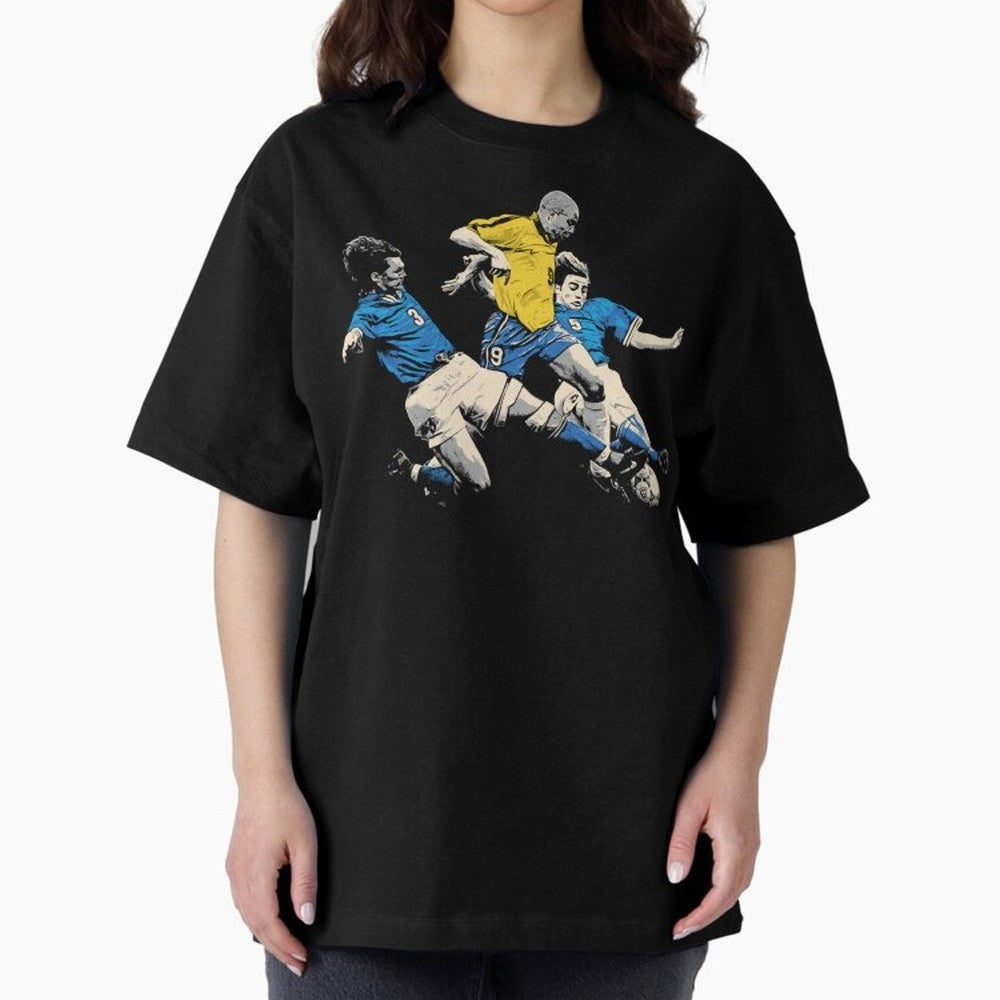 Ronaldo Nazario Oversized T-Shirt Celebrate Unforgettable Nights in FIFA World Cup 2026 Group Stage Spirit, Highlighting England and Germany, Mbappe and Neymar, Retro Football Energy, Iconic Rivalries, Trophy Chase Drama and Stadium Atmosphere;