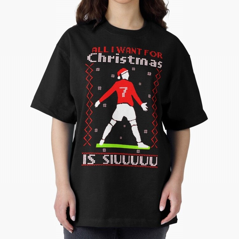 All I Want for Christmas Is Siu Ronaldo Oversized T-Shirt Celebrate the Biggest Stage of Global Football Passion for FIFA World Cup 2026 USA Canada Mexico, Driven by Neymar, Haaland and Cristiano Ronaldo, Brazil, Portugal and Argentina, Worldwide