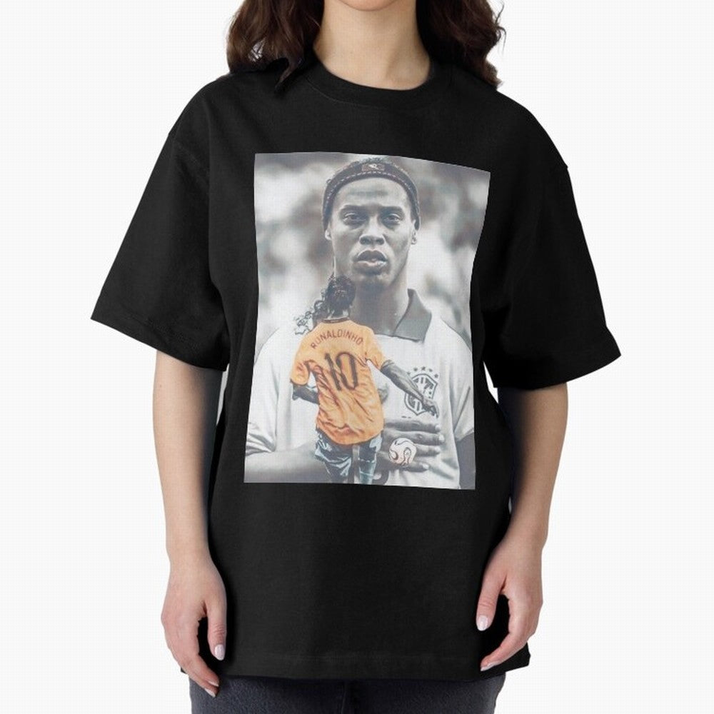Wallpaper Ronaldinho Illustration Oversized T-Shirt Show Your Love for the FIFA World Cup 2026 USA Canada Mexico Journey through CR7 and Messi Highlights, Portugal Pride, Football History, Final Match Energy, Crowd Noise and Once in a Lifetime