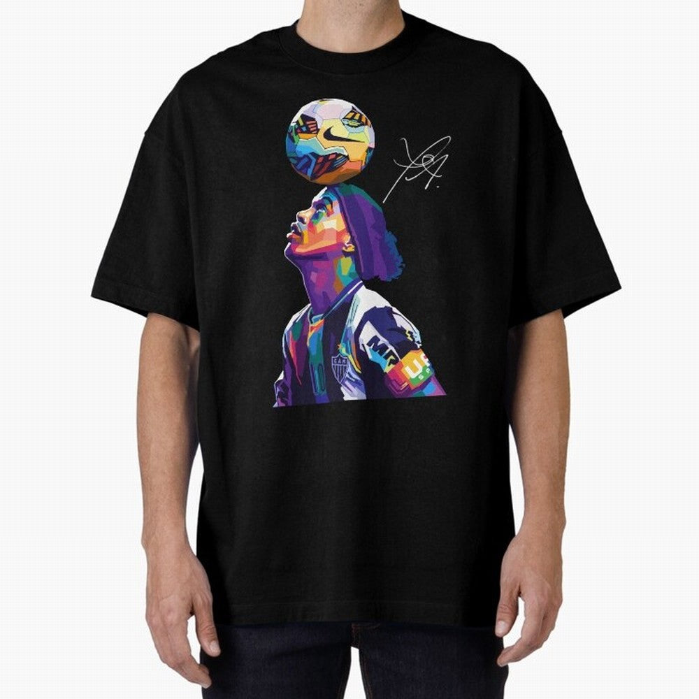 Ronaldinho Wpap Pop Art Oversized T-Shirt Turn Up for Match Day Hype around FIFA World Cup 2026 USA Canada Mexico, Cristiano Ronaldo, Portugal, Spain and Germany, Retro Football Energy, Iconic Rivalries, Trophy Chase Drama and Stadium Atmosphere;