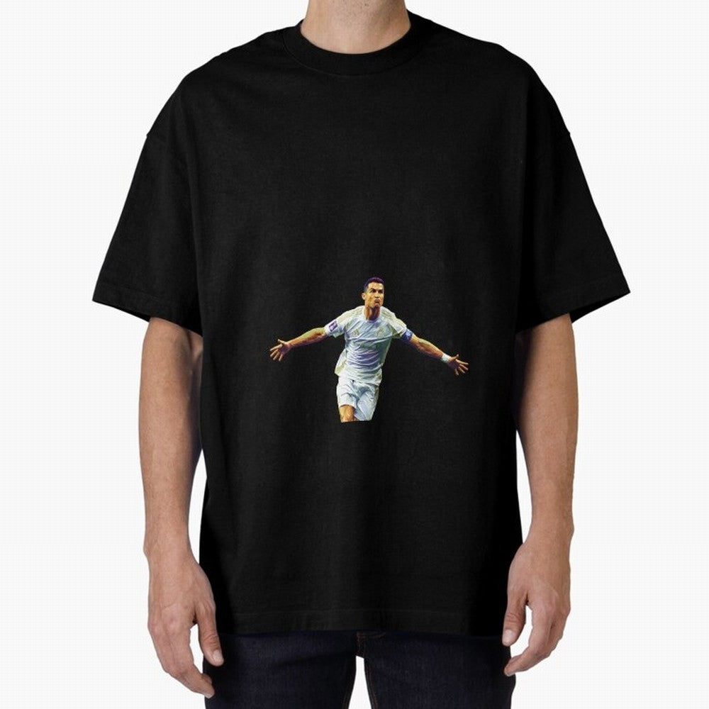 Ronaldo pop art Oversized T-Shirt Relive Match Day Hype around FIFA World Cup 2026 USA Canada Mexico, Mbappe and Neymar, Spain, Goal Celebration Energy, Supporter Heritage, Football Icons and Worldwide Tournament Joy; Created for Match Day Parties,