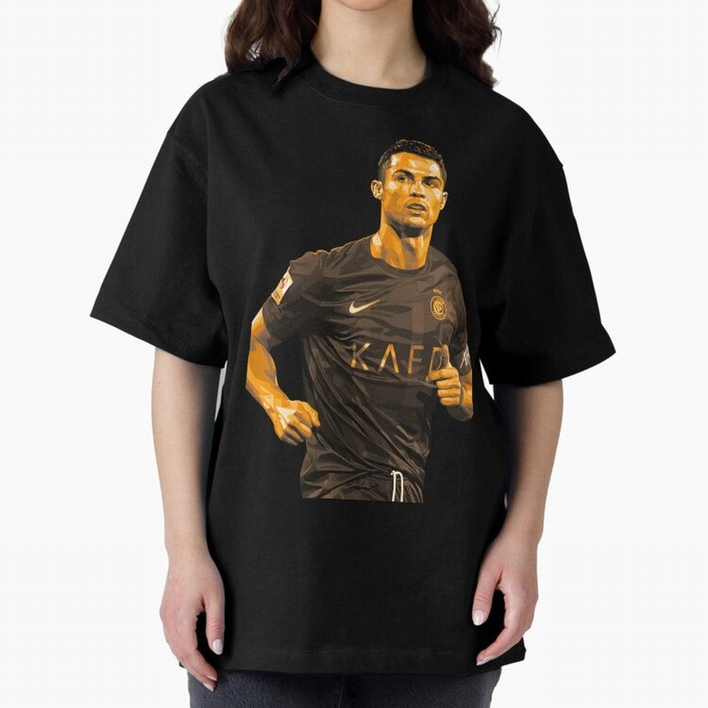 Ronaldo Oversized T-Shirt Spotlight FIFA World Cup 2026 Spirit, Filled with Spain and Netherlands, CR7 and Messi, Championship Spirit, Famous Goals, Roaring Crowds and International Football Unity; Great for Supporters Who Love Legendary Players,