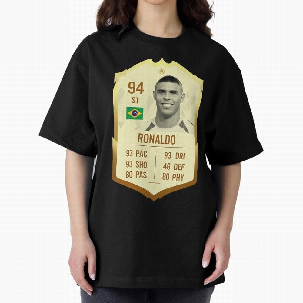 Ronaldo Ultimate Card Oversized T-Shirt Celebrate the Magic of Match Day Hype around FIFA World Cup 2026, Haaland and Mbappe, Netherlands, Retro Football Energy, Iconic Rivalries, Trophy Chase Drama and Stadium Atmosphere; Ideal for Football Dads,