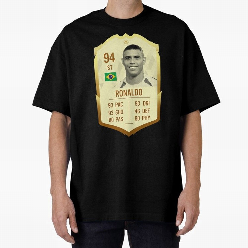 Ronaldo Ultimate Card Oversized T-Shirt Celebrate the Magic of Match Day Hype around FIFA World Cup 2026, Haaland and Mbappe, Netherlands, Retro Football Energy, Iconic Rivalries, Trophy Chase Drama and Stadium Atmosphere; Ideal for Football Dads,