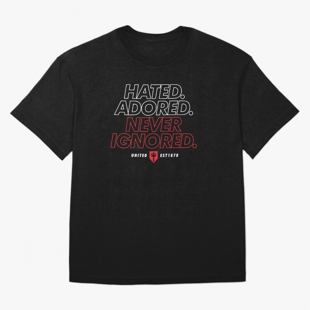 Hated, Adored, Never Ignored - Manchester United! Oversized T-Shirt Show Your Stadium Side during Global Football Passion for FIFA World Cup 2026 USA Canada Mexico, Driven by Messi, Neymar and Mbappe, Argentina, France and Brazil, Goal Celebration