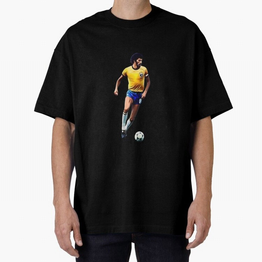 Legends of The Beautiful Game Cartoon Collection Legends Socrates Cartoon Artwork9 Oversized T-Shirt Cheer for Match Day Hype around FIFA World Cup 2026, Haaland and Mbappe, Argentina and Brazil, Game Day Rituals, Football Legends, Country Pride