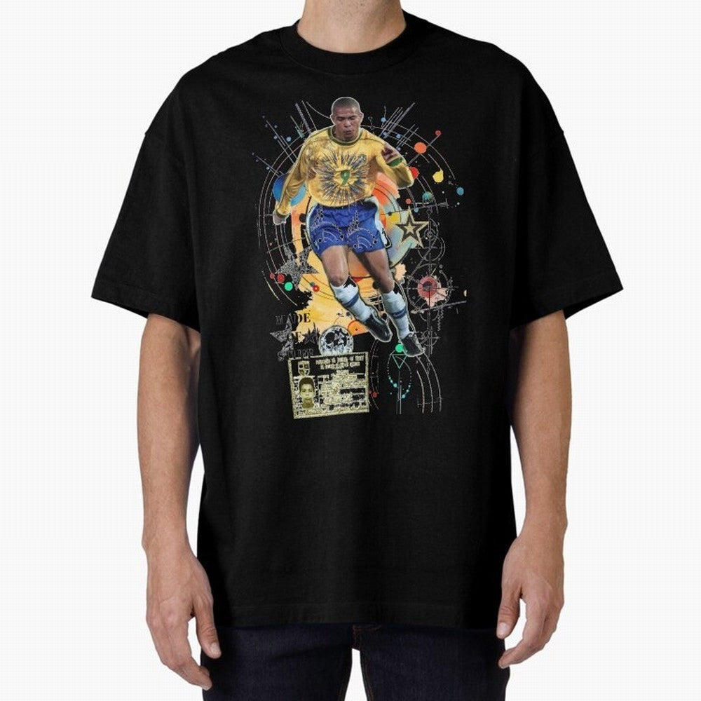 Ronaldo Nazario Football Playmaker Oversized T-Shirt Follow the Road to FIFA World Cup 2026 Group Stage Spirit, Built around France, Messi, Neymar and Mbappe, Championship Spirit, Famous Goals, Roaring Crowds and International Football Unity; Ideal