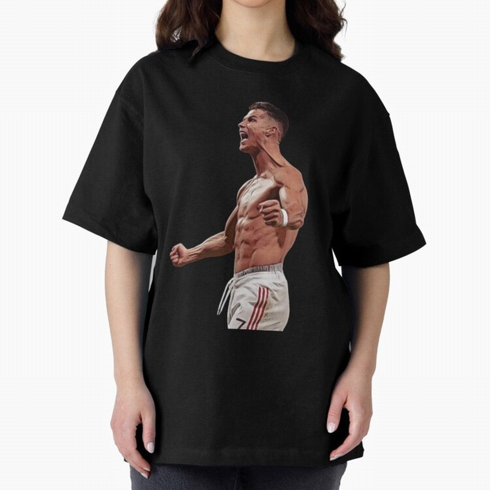 Ronaldo Last Minute Goal Celebration United 7 Oversized T-Shirt Celebrate Fan Culture around Match Day Hype around FIFA World Cup 2026 USA Canada Mexico, Cristiano Ronaldo, England, France and Netherlands, Champion Mindset, Group Stage Buzz,