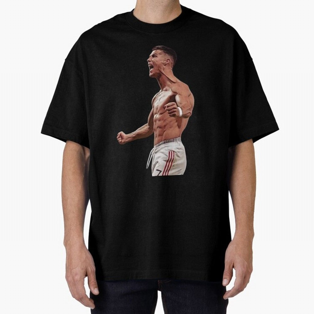 Ronaldo Last Minute Goal Celebration United 7 Oversized T-Shirt Celebrate Fan Culture around Match Day Hype around FIFA World Cup 2026 USA Canada Mexico, Cristiano Ronaldo, England, France and Netherlands, Champion Mindset, Group Stage Buzz,