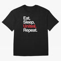 Eat, Sleep, United, Repeat - Funny Manchester United Quote Oversized T-Shirt Cheer through Every Moment of FIFA World Cup 2026 Spirit, with England, Messi and Cristiano Ronaldo, Champion Mindset, Group Stage Buzz, Knockout Tension and Passionate
