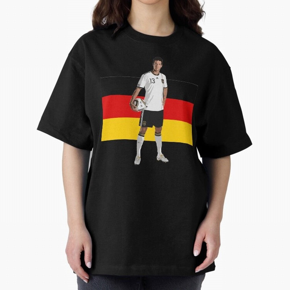 Michael Ballack - German Football Legend Oversized T-Shirt Showcase FIFA World Cup 2026 Made for Neymar, Brazil Energy, Vintage Soccer Flavor, Modern Football Stars, National Flags and Final Night Emotion; Built for Supporters Chasing Trophy