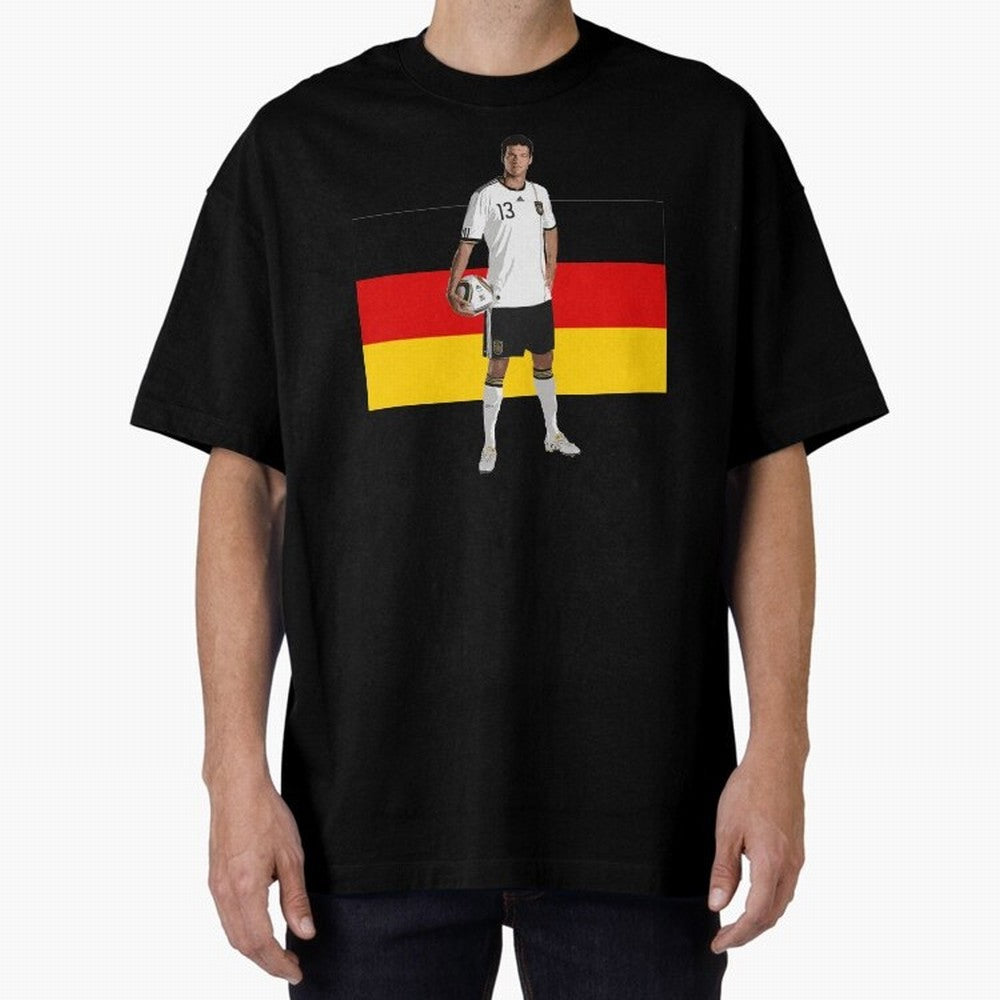 Michael Ballack - German Football Legend Oversized T-Shirt Showcase FIFA World Cup 2026 Made for Neymar, Brazil Energy, Vintage Soccer Flavor, Modern Football Stars, National Flags and Final Night Emotion; Built for Supporters Chasing Trophy