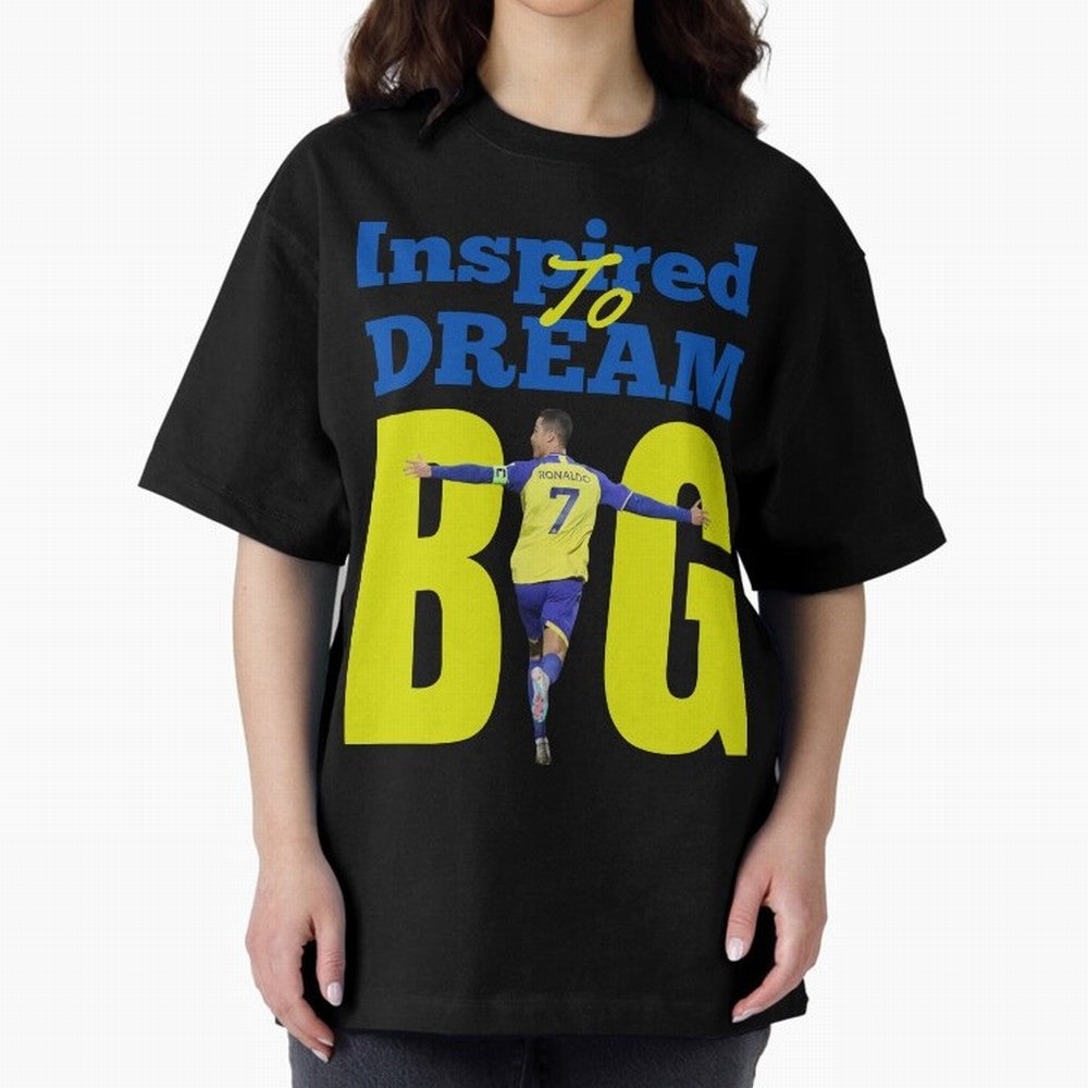 Inspired To Dream Big Oversized T-Shirt Bring a Champion Mindset to FIFA World Cup 2026 Group Stage for Fans of Cristiano Ronaldo and Brazil, Portugal and Argentina, Bringing Football Festival Excitement, Trophy Ambitions, Country Rivalries and