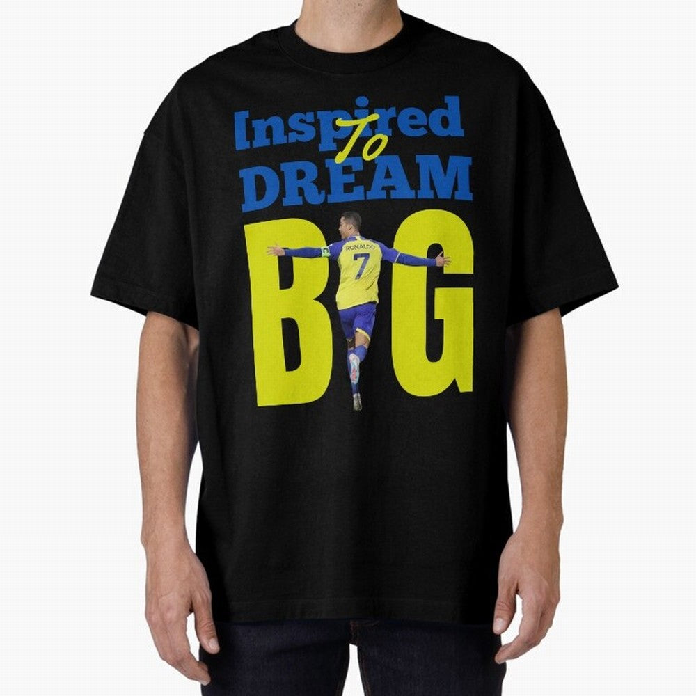 Inspired To Dream Big Oversized T-Shirt Bring a Champion Mindset to FIFA World Cup 2026 Group Stage for Fans of Cristiano Ronaldo and Brazil, Portugal and Argentina, Bringing Football Festival Excitement, Trophy Ambitions, Country Rivalries and