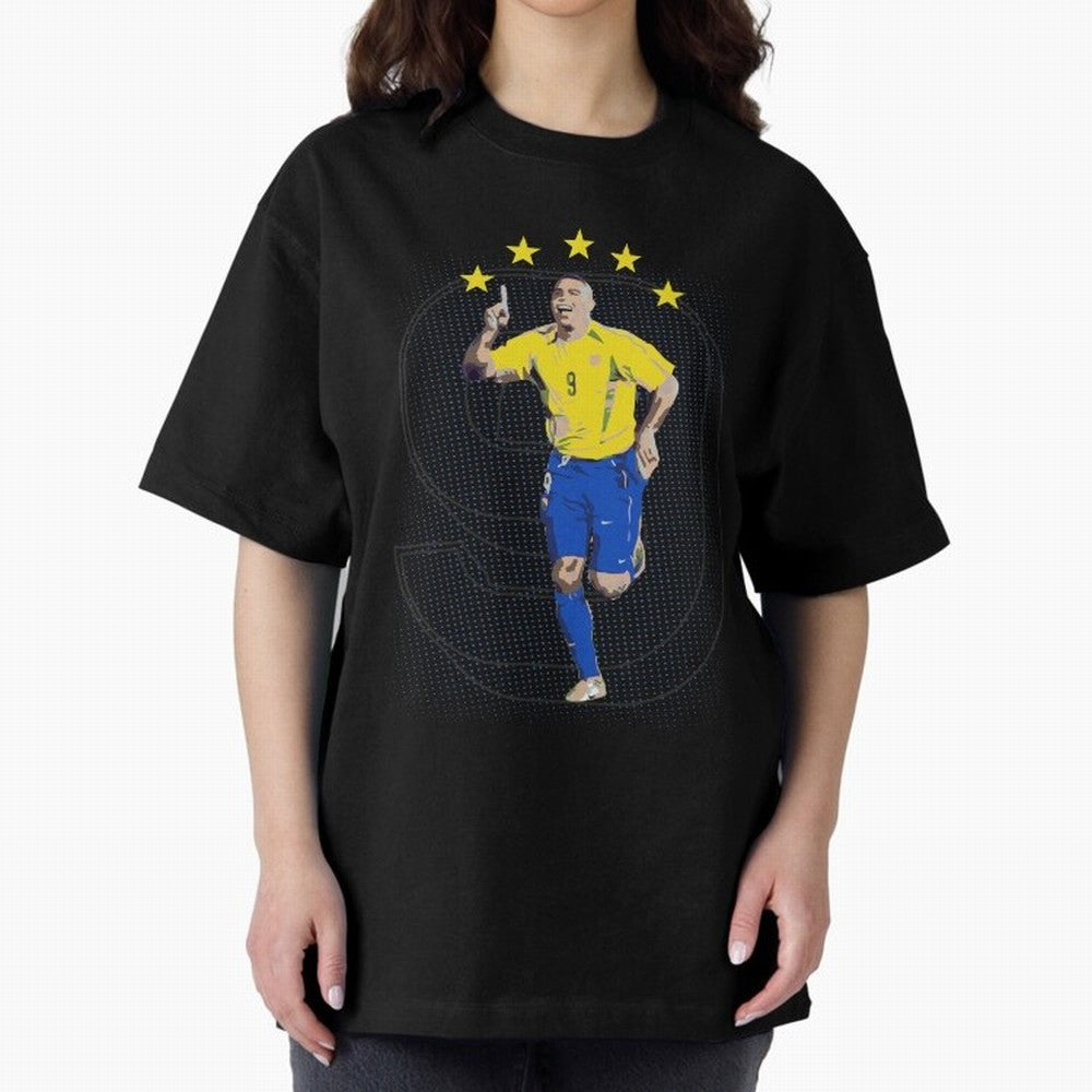 Ronaldo Fenomeno Oversized T-Shirt Represent Football Lovers during FIFA World Cup 2026 USA Canada Mexico Spirit, Celebrating Portugal, Spain and Germany, Mbappe, Vintage Soccer Flavor, Modern Football Stars, National Flags and Final Night Emotion;
